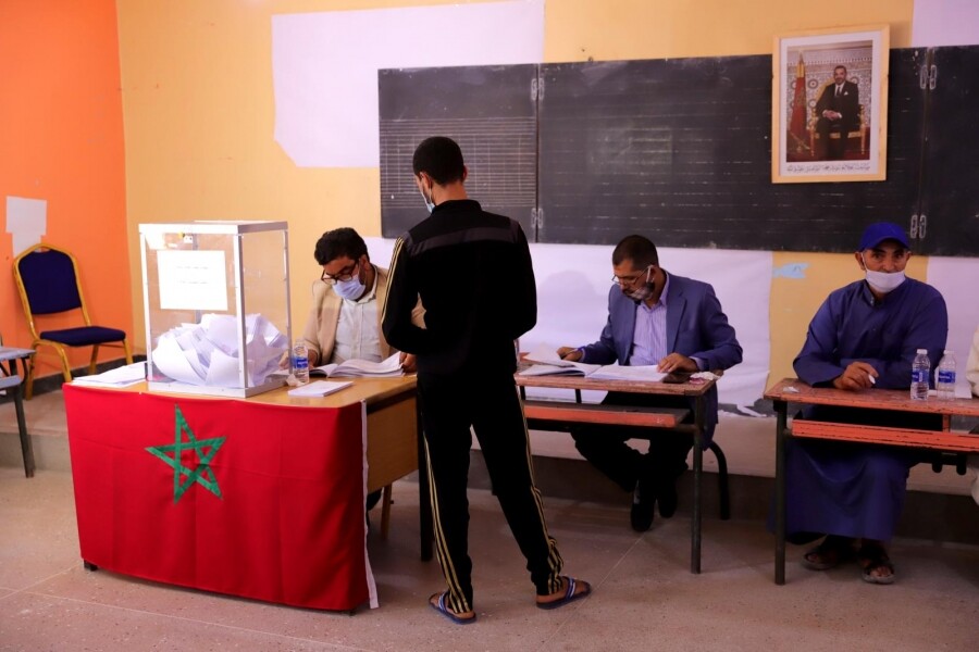 Un bureau de vote lors des élections des Chambres professionnelles en 2021, à Laâyoune.