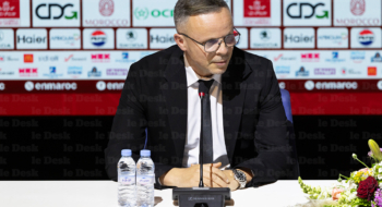 Mohamed Ouahbi, sélectionneur des Lions de l'Atlas, lors de l'annonce de la liste des joueurs convoqués pour les matchs contre l'Équateur et le Paraguay, au Complexe Mohammed VI de football à Salé, le 9 mars 2026.