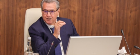Aziz Akhannouch lors de la première réunion de la Commission ministérielle chargée du suivi des répercussions des tensions géopolitiques au Moyen-Orient sur l'économie nationale.