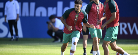 Chadi Riad à l'entrainement en préparation du choc face à la France.