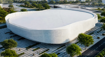 Une maquette numérique du projet de salle omnisports couverte dans la zone de Lahjajma, à Casablanca.