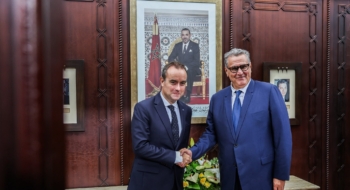 Aziz Akhannouch recevant son homologue français Sebastien Lecornu, à Rabat, le 16 juillet 2026.