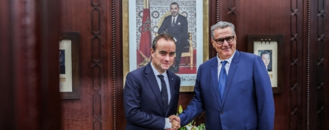 Aziz Akhannouch recevant son homologue français Sebastien Lecornu, à Rabat, le 16 juillet 2026.