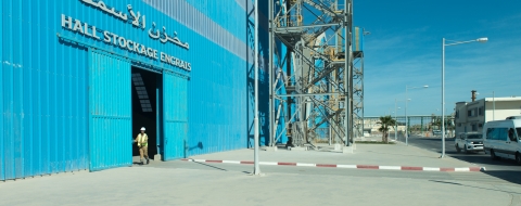 Installation de stockage d'engrais d'OCP Nutricrops à Jorf Lasfar.