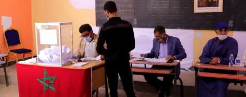 Un bureau de vote lors des élections des Chambres professionnelles en 2021, à Laâyoune.