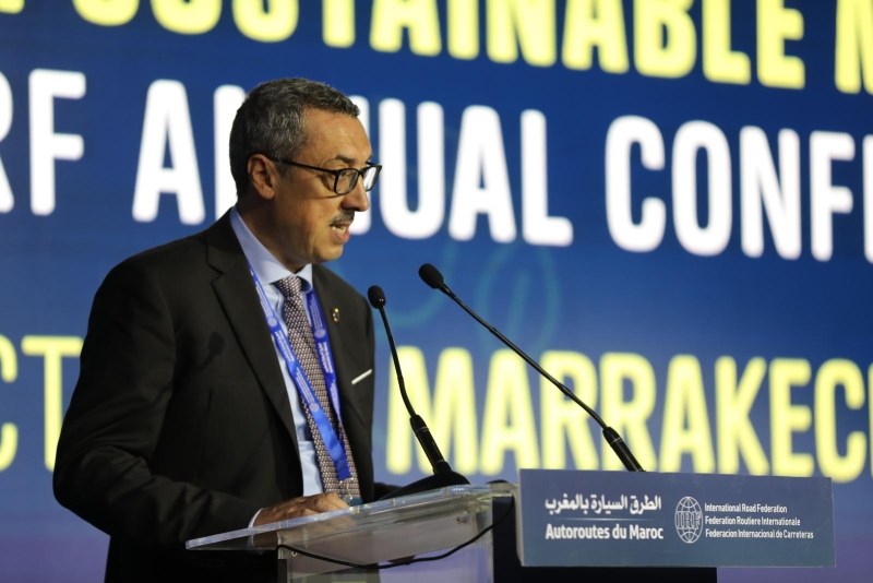 Anouar Benazzouz, DG d'Autoroutes du Maroc lors de la la clôture de la 4è Conférence Internationale sur la mobilité durable à Marrakech. Crédit: MAP