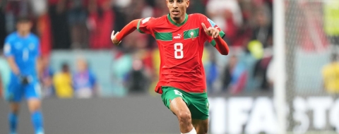 Le milieu de terrain marocain Azzedine Ounahi. Crédit : Icon Sport