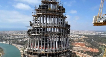 Le chantier de la tour Mohammed VI à Rabat.