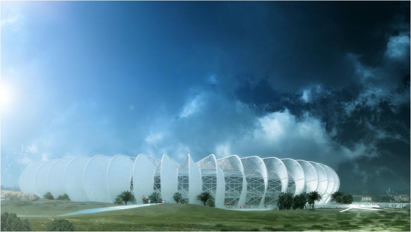 Maquette du Grand stade de Casablanca, désignée par Archidesign&SCAU