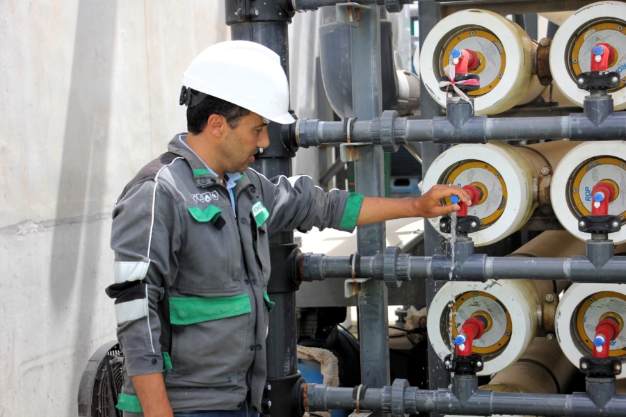 La station de dessalement d'eau de mer de Jorf Lasfar, mise en place par le groupe Office Chérifien des Phosphates (OCP).