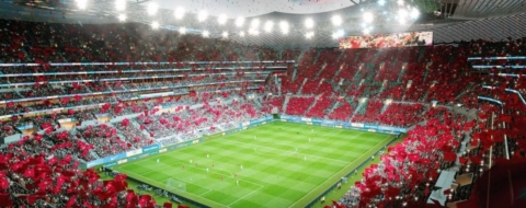 Gradins du futur grand stade Hassan II de Casabanca.