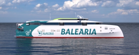 Un ferry électrique opérée par Baleària. Crédit: Baleària.