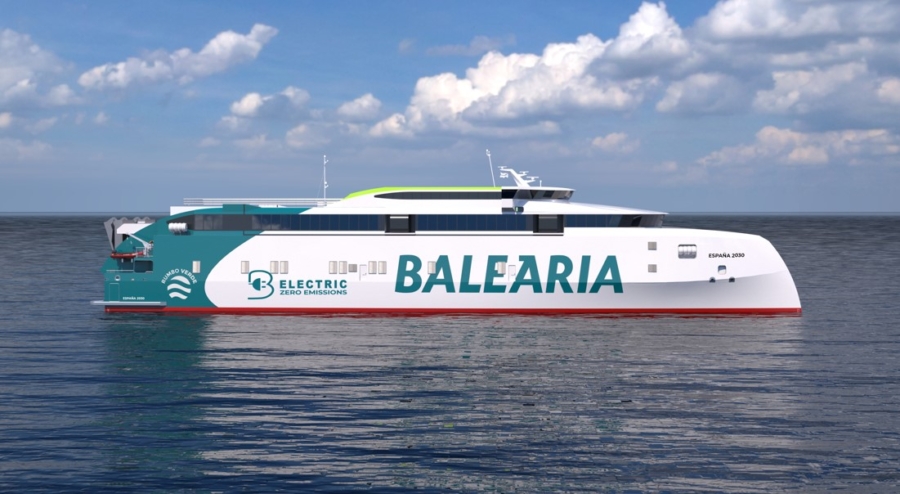 Un ferry électrique opérée par Baleària. Crédit: Baleària.