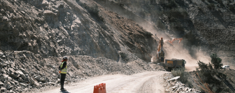 Travaux routiers dans la province d'Al haouz. Crédit : Soufiane Sbiti / Le Desk