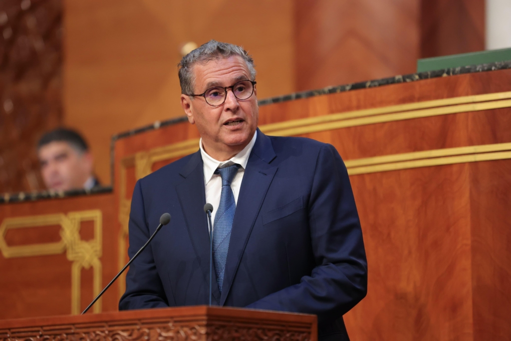 Aziz Akhannouch devant la Chambre des Conseillers le 27 mai 2025. Crédit: Primature