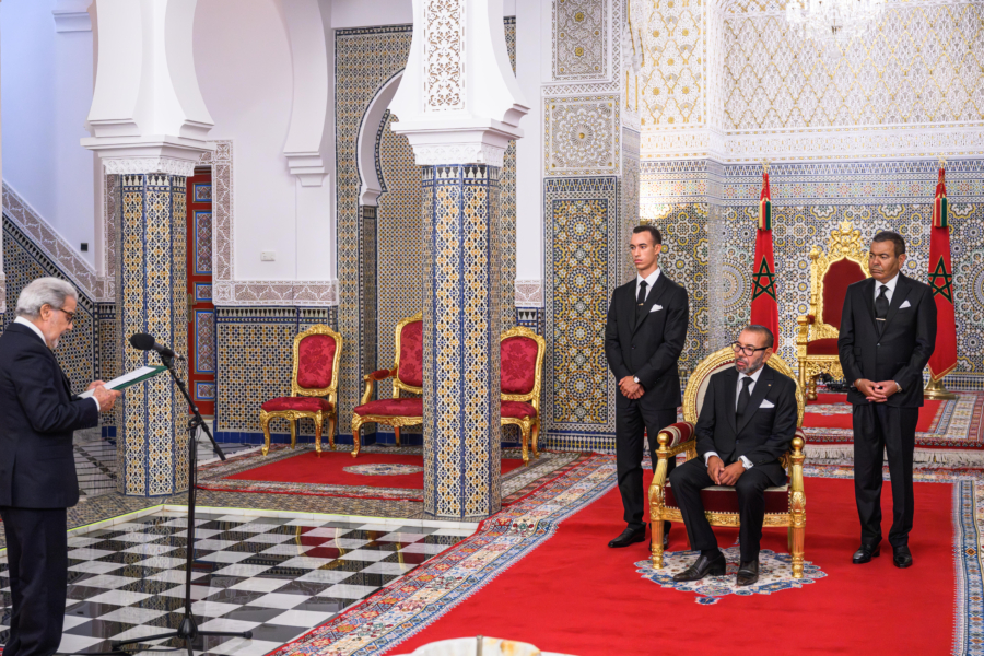 Abdellatif Jouahri, gouverneur de Bank Al Maghrib reçu en audience royale au Palais de Tétouan, le 29 juillet 2025. Crédit : MAP