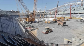 Le chantier du Stade Al Barid à Rabat.