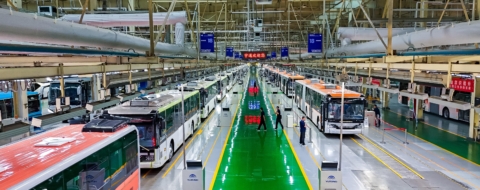 Atelier de production de bus Yutong. Crédit : Xing Yilong.