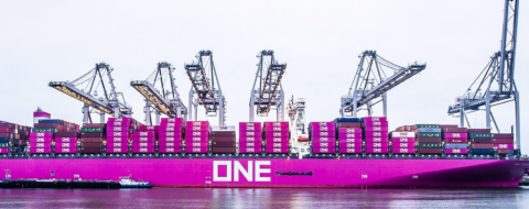 Un porte-containers de la compagnie maritime japonaise Ocean Network Express (ONE).
