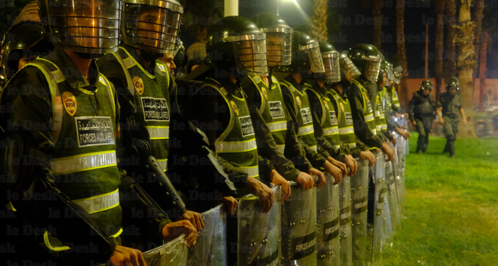 Forces de l'ordre lors des manifestations du mouvement GenZ212. Crédit : Le Desk
