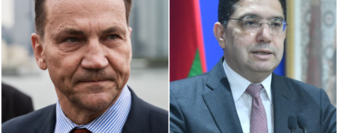 Radosław Sikorski, ministre polonais des Affaires étrangères, et Nasser Bourita. Montage : Le Desk. Crédit : DR