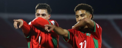 Othmane Maamma et Yassine Gessime mènent la sélection marocaine. Crédit : Raul Bravo / AFP