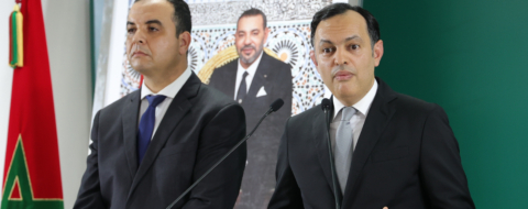 Le ministre de l’Inclusion économique, de la Petite entreprise, de l’Emploi et des Compétences, Younes Sekkouri s’exprime lors d’un point de presse tenu à l’issue du Conseil de gouvernement.