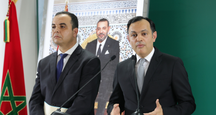 Le ministre de l’Inclusion économique, de la Petite entreprise, de l’Emploi et des Compétences, Younes Sekkouri s’exprime lors d’un point de presse tenu à l’issue du Conseil de gouvernement.