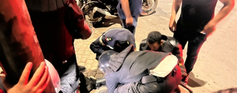 Un membre des autorités gravement blessé lors des manifestations à Sidi Youssef, Marrakech. Soufiane Sbiti / Le Desk