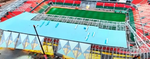 Les travaux de reconstruction du stade Moulay El Hassan sont à leur dernière ligne droite. Crédit : Capture vidéo : Ribat Al Maarifa