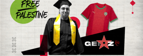 Ayoub M., jeune rbati poursuivi en justice pour avoir floqué deux t-shirts. Création : Zineb Azeddine / Le Desk