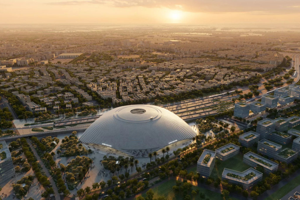 Une maquette numérique de la future gare LGV Casa Sud, à Casablanca.