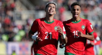 Yassir Zabiri célèbre son but lors de la demi-finale de la Coupe du Monde U-20 entre le Maroc et la France à Valparaíso. Crédit : EFE