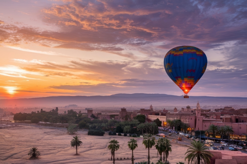Un vol de montgolfière dans la région de Marrakech.