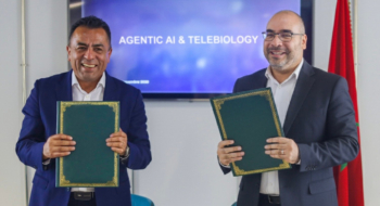 Lors de la signature du partenariat entre Mediot AI et Roche.
