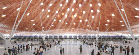 Une maquette numérique de l'enceinte du futur nouveau terminal de l'aéroport Casablanca Mohammed V.