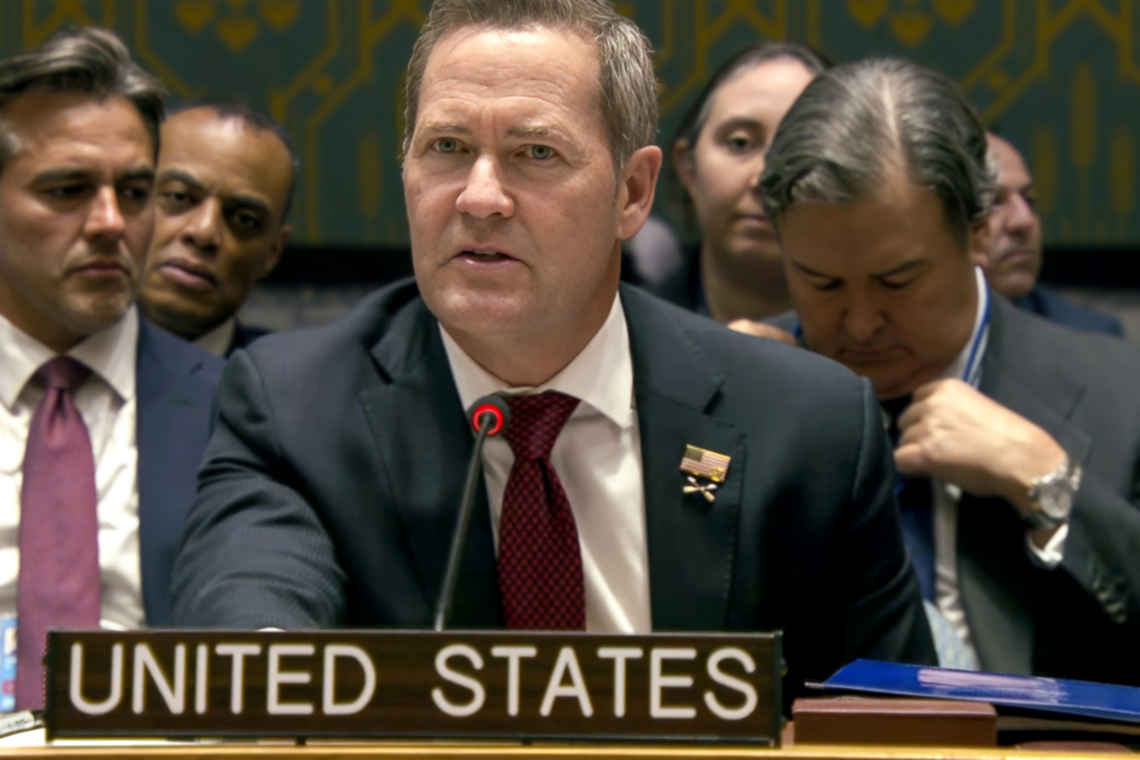 Mike Waltz, ambassadeur des États-Unis aux Nations unies, lors du vote de la résolution sur le Sahara au Conseil de sécurité, le 31 octobre 2025.