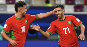 Les Lions de l'Atlas lors des demi-finales de la Coupe arabe au Qatar. Crédit : DR