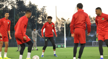 Entraînement officiel de la sélection du Maroc au complexe Mohammed VI de football. Crédit : MAP