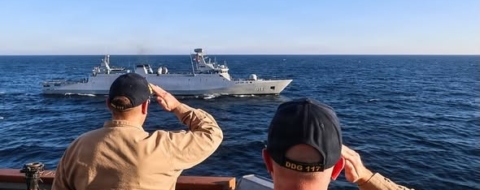 L'USS Paul Ignatius lors des manoeuvres Atlas Handshake au large d'Agadir.