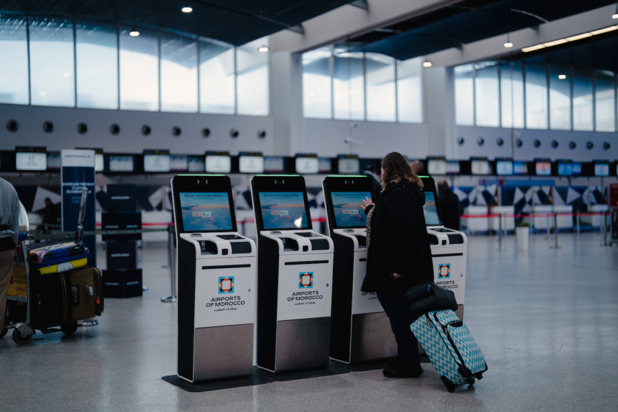 Une borne de « bag drop » à l'aéroport Mohammed V de Casablanca.