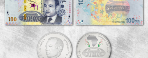 Le billet de 100 DH et la pièce de 250 DH émis par Bank Al-Maghrib pour la CAN 2025.