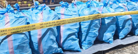 La cargaison de drogue saisie par les services de la Sûreté nationale et de la Douane, le jeudi 25 décembre 2025 au port Tanger Med.