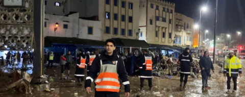 Des éléments de la Protection civile déployés lors des inondations survenues à Safi dans la soirée du 14 décembre 2025.