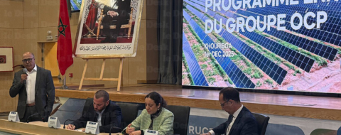 Lors de l'annonce par OCP Green Energy de l’achèvement de la première phase de son programme d’investissements, à Khouribga. Crédit : Ezzoubair Elharchaoui / Le Desk