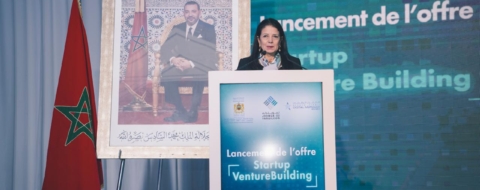 Amal El Fallah Seghrouchni, ministre de la Transition numérique et de la Réforme de l’administration, lors de la cérémonie de lancement de l’offre « Startup Venture Building », à Rabat, le 17 décembre 2025.