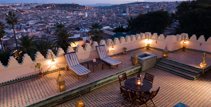 Une terrasse du Palais Jamai de Fès