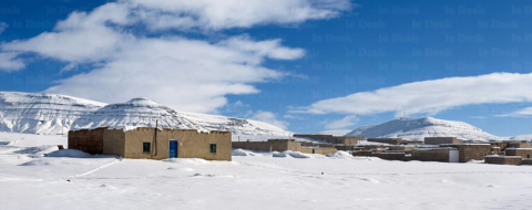 Le Moyen Atlas recouvert d'un manteau de neige. Crédit : Le Desk