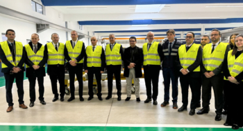 Lors de la cérémonie de pose de la première pierre de l’activité de pupitres de conduite du site Alstom de Fès, le 28 janvier 2026.