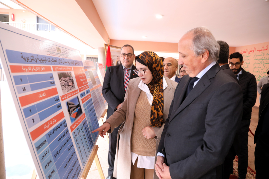 Le ministre de l'Éducation nationale, du Préscolaire et des Sports, Mohamed Saad Berrada, en visite dans des établissements scolaires de la province d'Al Haouz.